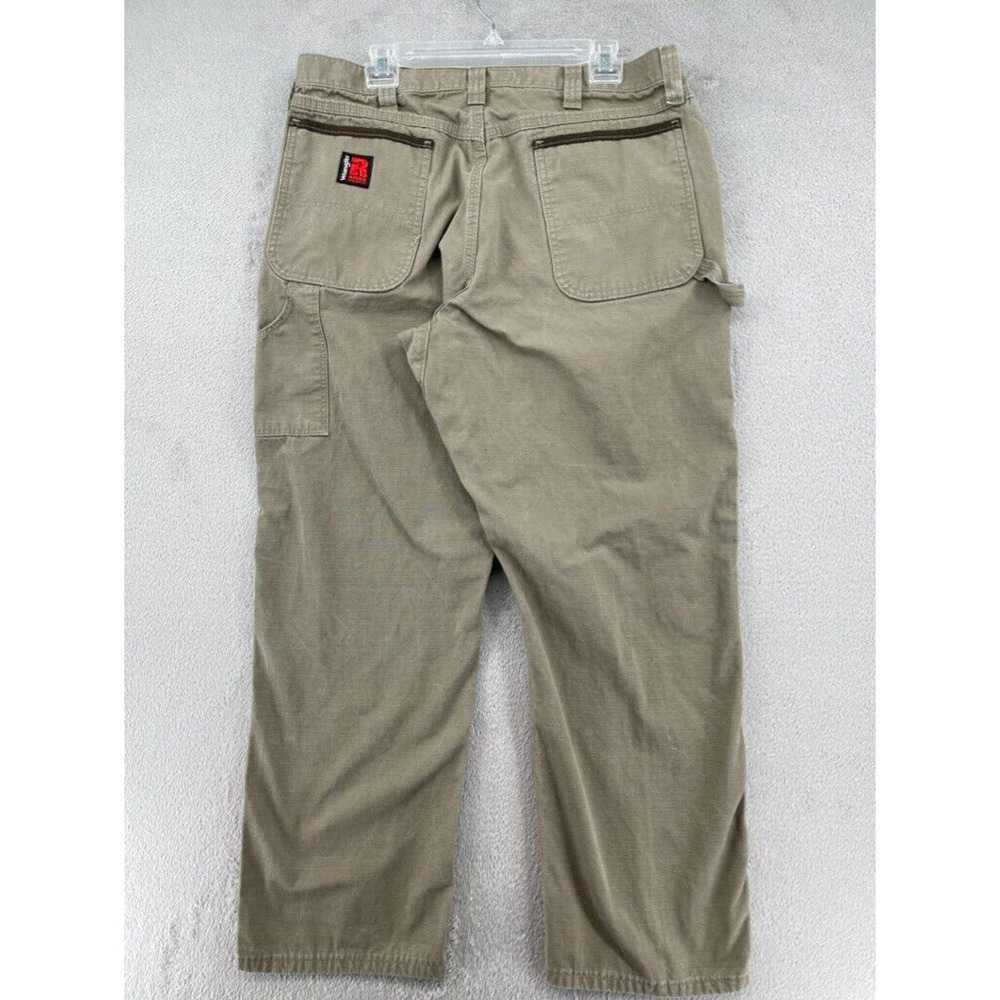Wrangler Riggs Workwear Pants Men 36x30 Tan Ripstop Relaxed Fit Carpenter Faded